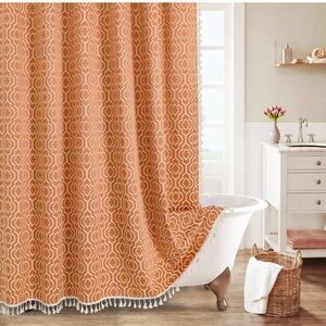 Orange Boho Shower Curtain